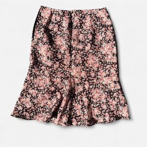 Vintage 90s 🇯🇵 Japan Black and Pink Floral A-Line Elegant Feminine Skirt S